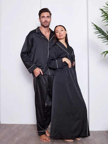 Family Look из шелка "Черный" | Купить в интернет-магазине модной домашней одежды Малиновые сны Family Look из шелка "Черный"